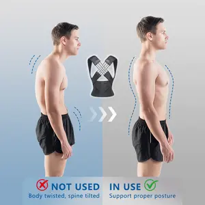 Posture Corrector Back Brace Shoulder Straightener with Adjustable Spine Alignment for Men and Women Anti Hunchback Waist Girdle in Black