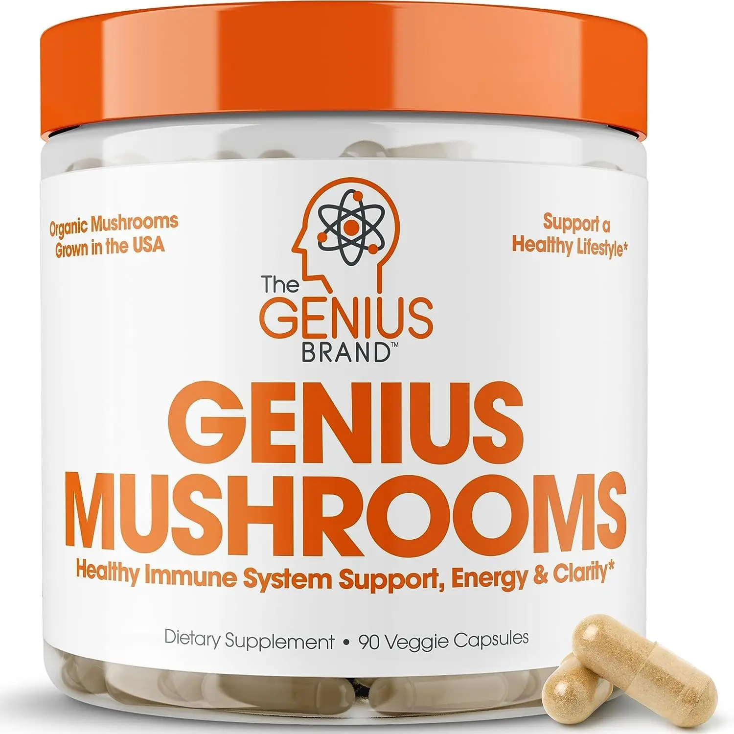 Lions Mane, Cordyceps and Reishi- Genius Mushroom - Nootropic Brain Supplement for Focus, Natural Energy, & Memory, 90 Capsules Healthcare Dietary