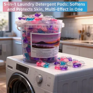 5D Reactive Oxygen Laundry Capsules 60 Count, 5-In-1 Multi-Effect Detergent Pods, Deep Cleaning & Fabric Care, Approximately 8g Each, Multi Purpose Detergent