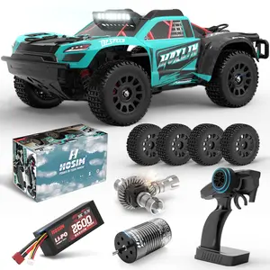 HOSIM 1/14 Scale MOXLIN M13 Remote Control Bulldozer, 50MPH 4X4 All-Terrain Off-Road Electric Hobby Monster Truck, 2847 3100kv Motor, 45A ESC, 2.4GHz Transmitter, Carbon Steel Build, 2 Sets of Tires
