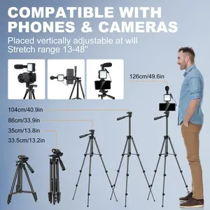 Vlogging Kit for iPhone/Android, Video Starter Kit with Microphone/Adjustable Camera Tripod/Fill Light, Content Creator Essentials Kits for TikTok Vlog Video Recording, Selfie Accessories