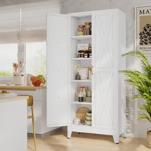 71" H Metal Kitchen Pantry Storage Cabinet with Doors and Adjustable Shelves for Kitchen, Living Room, Dinning Room