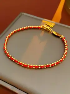 Elegant String Copper Bracelet, Vintage Style High-End Design, Fashionable Thin Unique Jewelry for Best Friends, Trendy Accessory