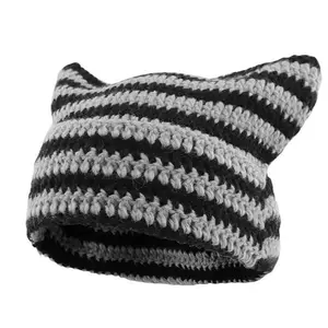 Cat Ear Beanie for Women Men Crochet Hat  Knitted Hat, Cute Warm Knitted Beanies Hat with Cat Ears, Elastic Easy To Wash Blocks Cold Air scene accessories