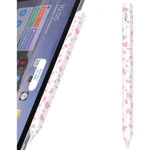 Cow Print Pencil Case for Apple Pencil 2nd Generation Case, Comfortable Grip, Side Thin Silicone Sleeve, Support Magnetic Attachment. (Pink) Protection Computer Charging Stylus Tablet Smartphone