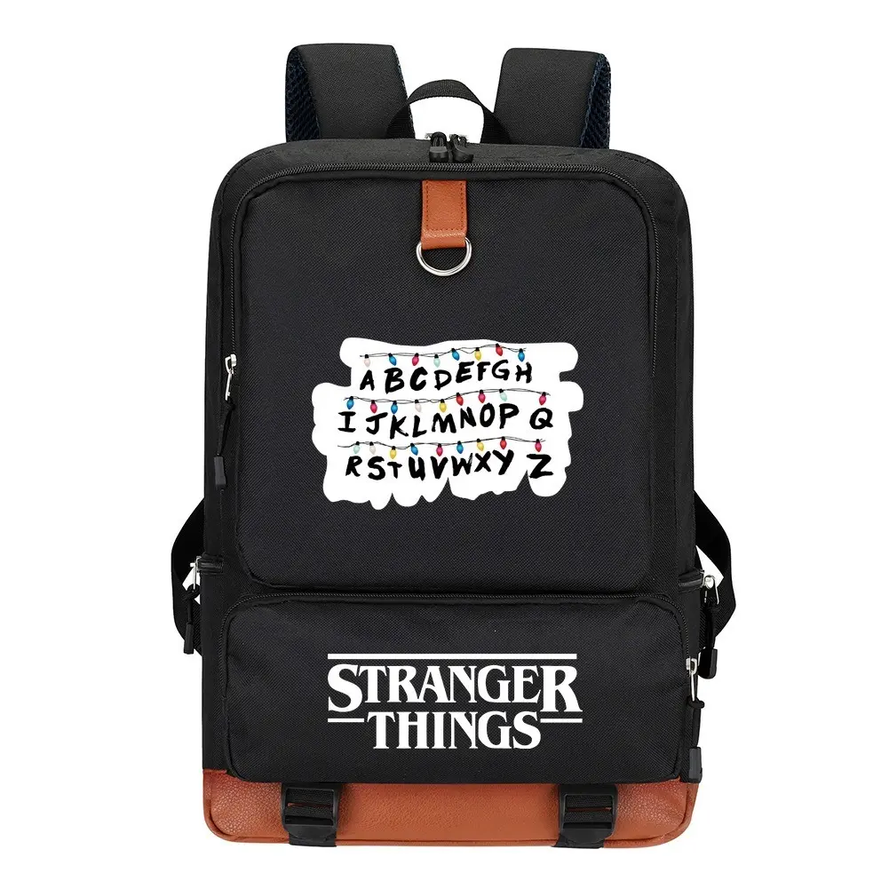"Stranger Things" TV Series Student Backpack, Casual Back to School School Supplies, Zipper-Closure Fabric Luggage Bag, Tv Theme