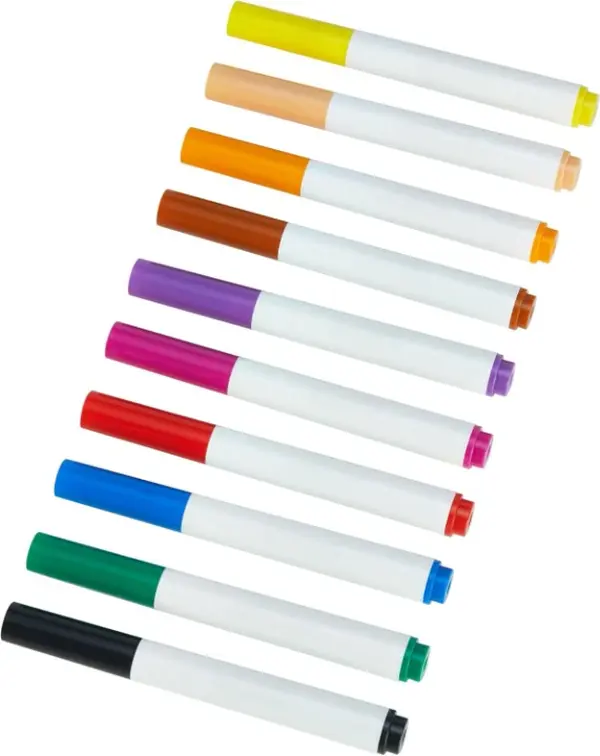 10-Pack Colored Washable Markers for Coloring and Drawing, Broad Line, Multicolored.
