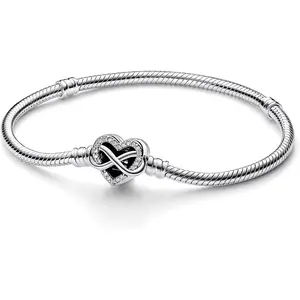 Pandora Moments Sparkling Infinity Heart Clasp Snake Chain Bracelet 592645C01-19