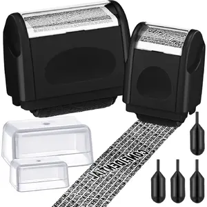 Nezyo 2 Pack Identity Protection Roller Stamp Identity Theft, Confidential, Privacy Roller Stamp Information Blocker and 4 Pack Refill Ink for ID Account Data Address Security(Black)