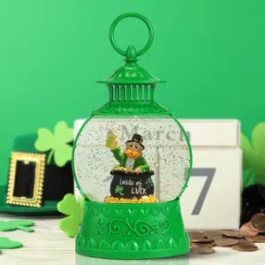 Light Up Snow Globe Decor for St Patricks Day 6H Timer USB/Battery Operated for Home Party Decor
