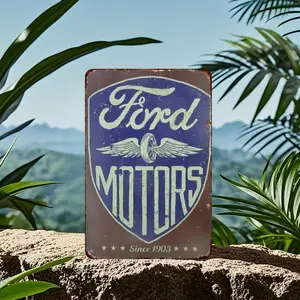 Ford Motor Vintage Crest Aluminum Sign Retro Look Reproduction Metal Wall Art Decor Vintage Garage Signs Decoration Items Vintage Plaque