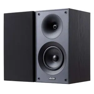 VEVOR Passive Bookshelf Speaker, 300W, Book Shelf Stereo Speakers with 5.25-Inch Woofer and 1-Inch Tweeter, Detachable Grille, 65Hz-20KHz Frequency Response, Wooden Enclosure, for Home Theater (1 Pair)