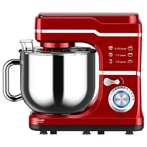 GARVEE 7.5QT Electric Kitchen Mixer - 660W Stand Mixer with 10 Speed Settings, Dough Hook, Beater, and Splash Guard in Champagne Gold, Blue, and Red - Ideal for Baking and Food Preparation