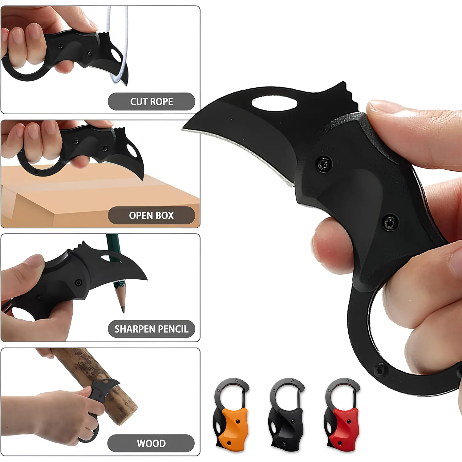 CENPIN Mini Pocket Knife with Clip-On Keychain Carabiner - Compact Folded Blade EDC Tool, Knives & EDC Items for No Bag Use, Great for Travel, Camping & Work, Ideal Mini Gift for Men, Travel Gear