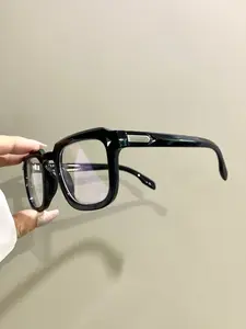 Minimalist Casual Fashion Glasses, Square Small-Frame Eyewear for Men and Women, Metal Hinges with PC Lenses