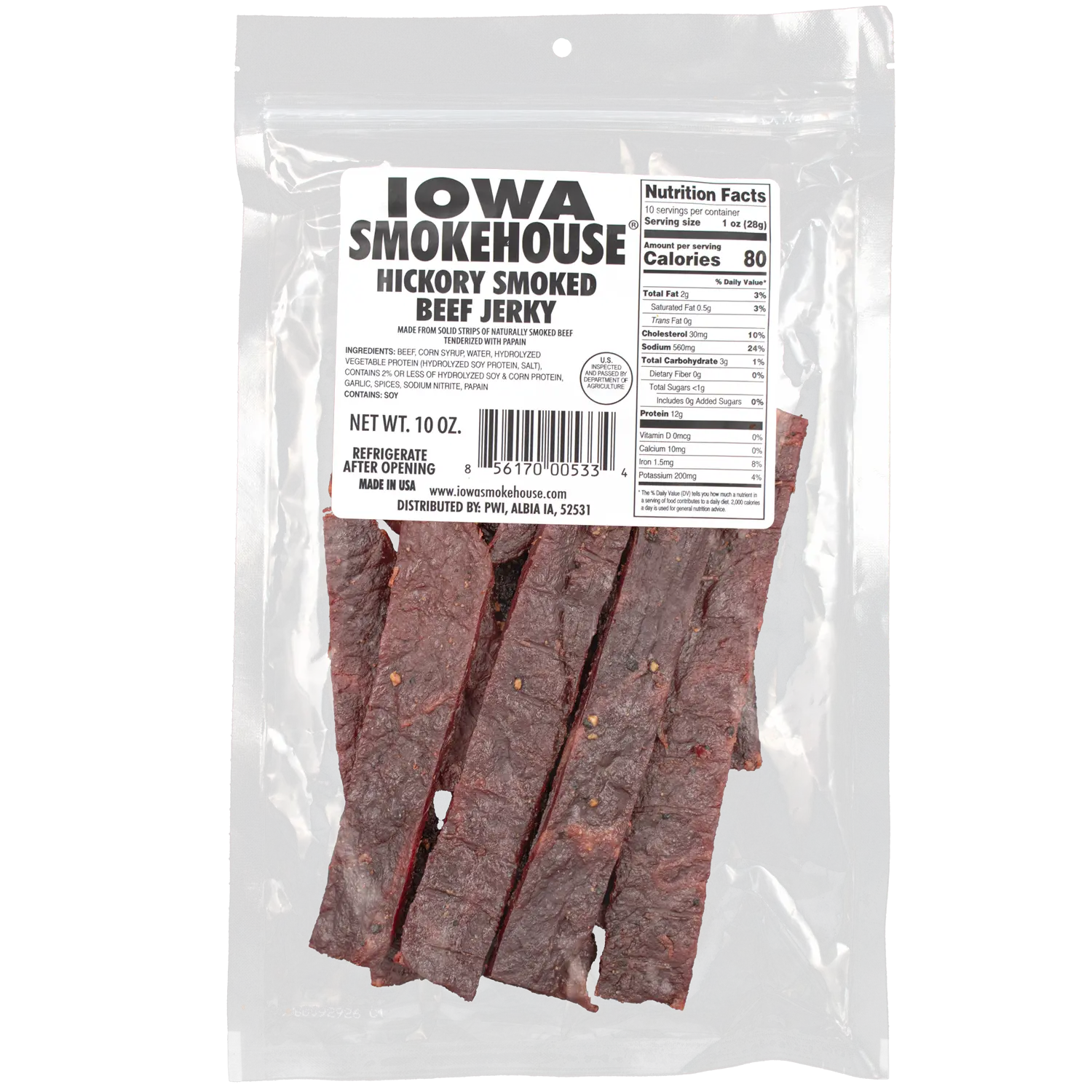 10 oz Beef Jerky Hickory Smoked