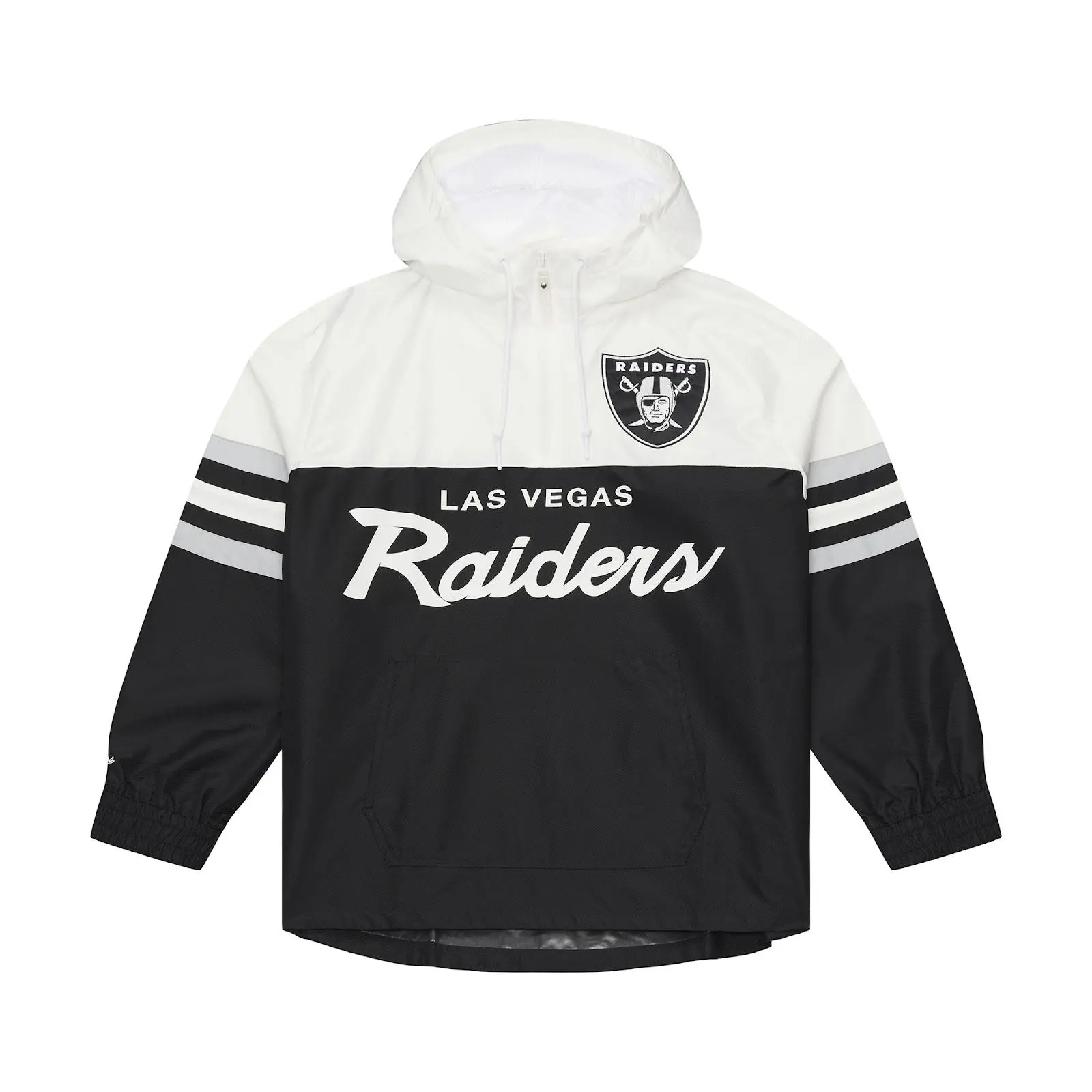 Las Vegas Raiders Black Head Coach Lightweight Anorak Quarter-Zip Windbreaker, Mitchell & Ness