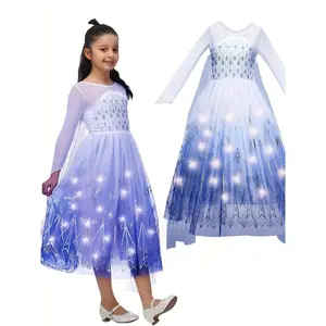 Princess Costume for Girls, RGB LED Light Up Syncs Music App Control, Toddler Princess Dress Up Halloween Costume