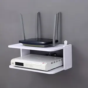 Wall-Mounted Router & WiFi Organizer, Wall Mounted Shelf, Cable Management Rack for Decoders, Set-Top Boxes, TV Accessories, Space-Saving Storage Design