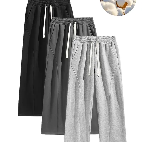 pants men sweatpants Men's Solid Thermal Lined Drawstring Oversize WaistPants,Casual Comfy Loose Fitting Trousers for Fall &Winter, Men's Bottoms for Daily Wear, Relaxed Fit, fleece sweatpants,school season