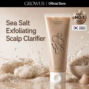 GROWUS Sea Salt Therapy Scalp Scaler with Salicylic Acid, Niacinamide, Dexpanthenol (250mg / 8.8 oz.) Exfoliating Deep Cleansing Exfoliator Effective Dandruff Care No Paraben No Sulfate for Itchy and Oily Scalp
