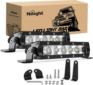 Nilight Super Slim Triple Row 30W 7Inch Spot Driving Fog Pods - 2Pcs, 3600LM, Led Lights Car, Auxiliary Off-Road Lights with 2-Style Mounting for Trucks, SUVs