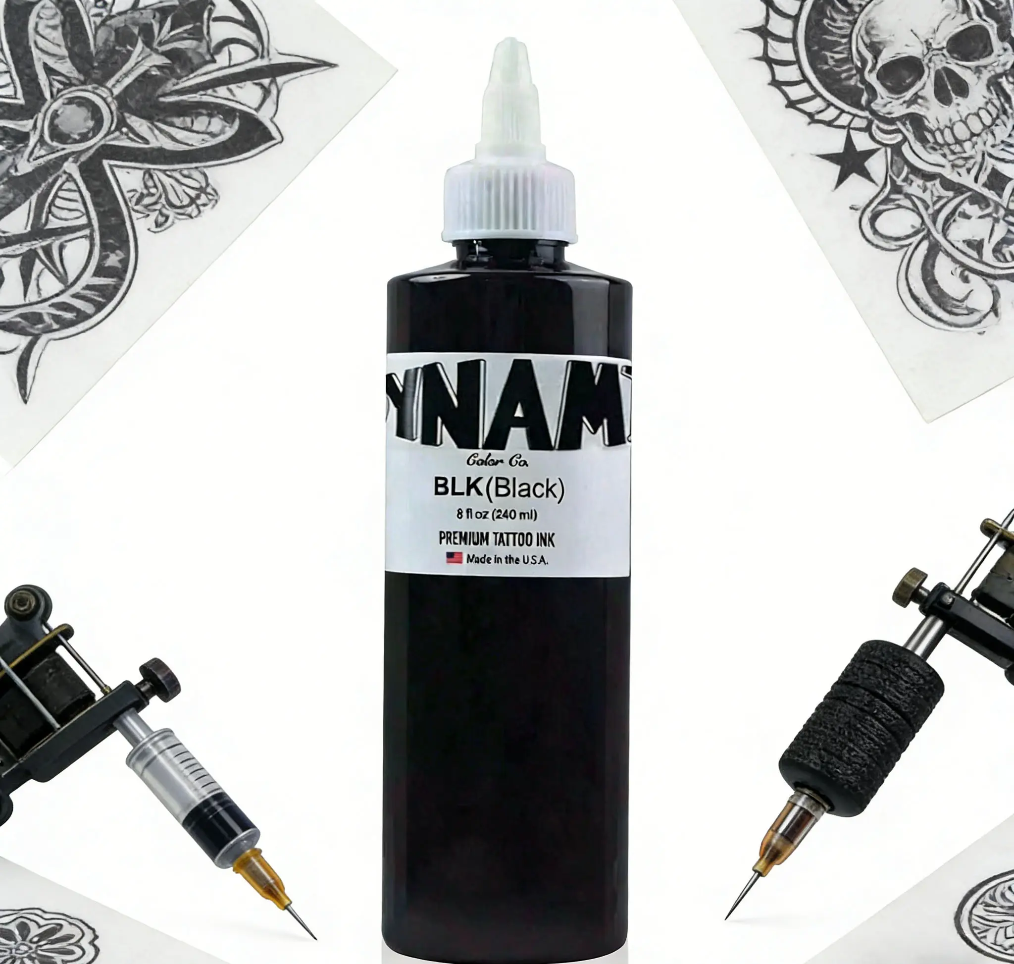 Black Cosmetic Advanced Professional Tattoo Ink, 8 oz Large-Capacity Vegetarian-Friendly Organic Ink, Suitable for Tattoo Filling & Shadow Effect