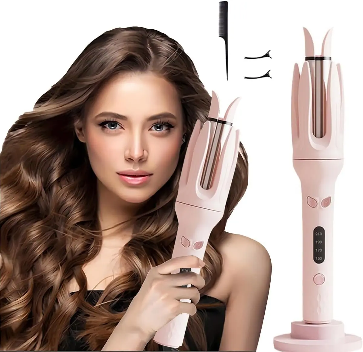 【Summer Sale Deals】Fully automatic curling stick lazy curling tool electric rotary curler large curling without damaging hair 28mm Comfort Hair Curler,Negative Ion Automatic Hair Hair Curl Wand,Hair Styling Tools for Home,gifts for friend
