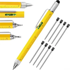 Multi Tool Pen Set,Pen for Men Dad Gifts from Daughter Son,6 in 1 Multitool Pen Set with Ruler Level Ballpoint Pen Multitool, Cool Tools Gadgets Birthday Gifts for Men,Friends,Teachers HUXUNGI