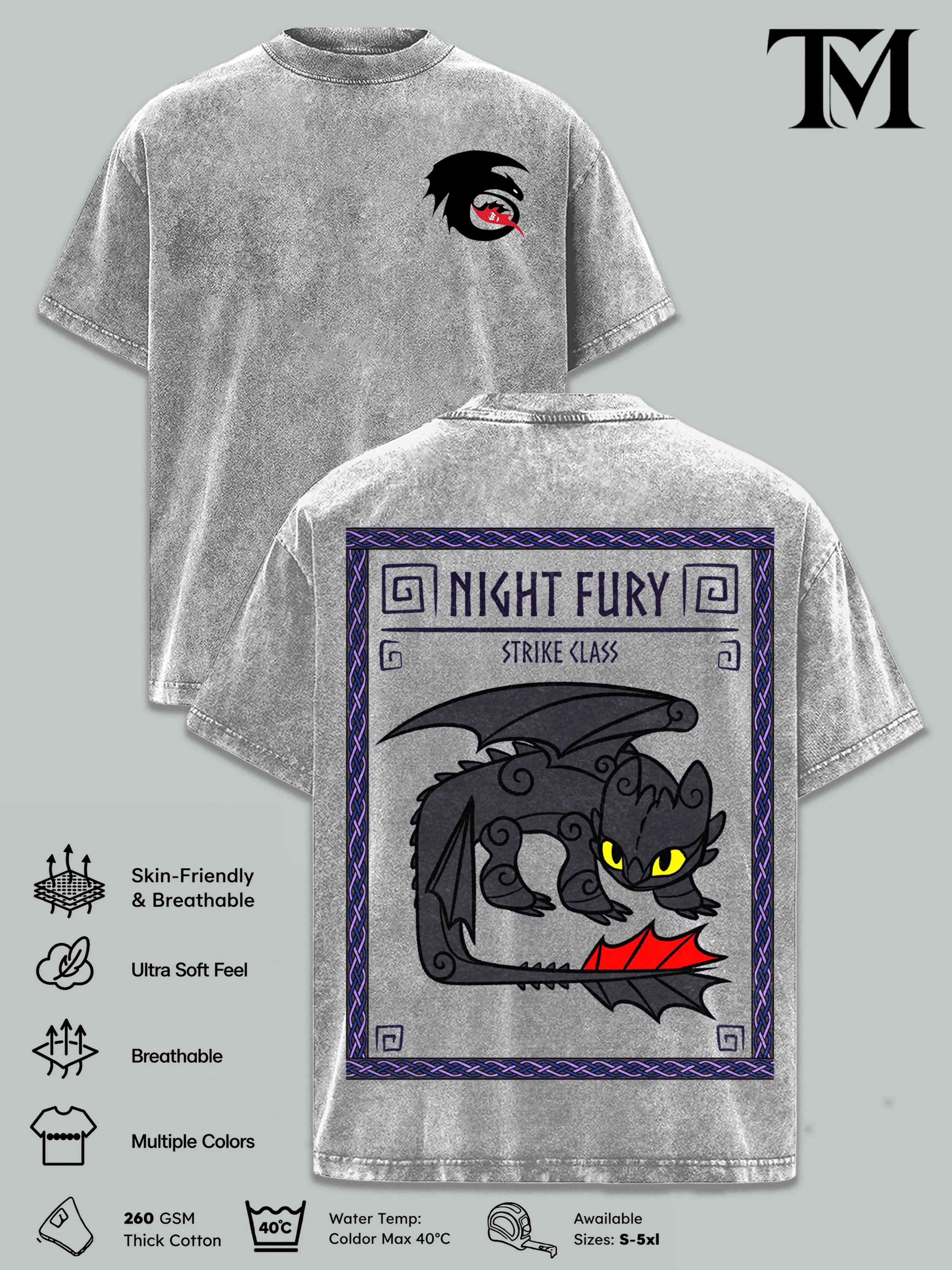How to Train Your Dragon Toothless Vintage Washed T-Shirt & Hoodie, Night Fury Strike Class Graphic Tee, Oversized Heavyweight Cotton, Viking Fantasy Streetwear, Dragon Fan Gift