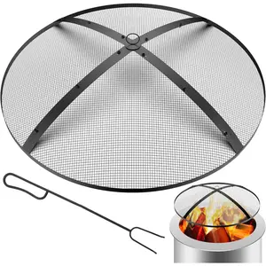 Fire Pit Spark Screen,36inch Heavy Duty Foldable Fire Pit Cover,Outdoor Round Fire Pit Mesh Screen with Top Lid, Handle&, for Outdoor,Backyard,Patio,RV Camping,Beach