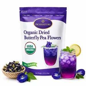 PICKNATURE Organic Dried Butterfly Pea Flower Tea | 100+ Cups | Color-Changing Blue to Purple | Loose Leaf | USDA Organic | Thailand | Cocktails, Lattes & Natural Food Dye | 1.05oz