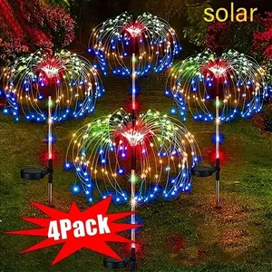 Solar Garden Fireworks Lamp, Garden Floor Plug in Lamp, Fireworks Floor Plug in Lamp, Outdoor Garden Decoration, Waterproof and Durable, Easy Installation, Plug and Play, 3 Lighting Modes Adjustable, Wireless Solar Fireworks Lamp, Garden Lawn Party Night
