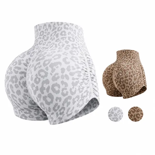 NEXUS Women's Leopard Scrunch Butt Lifting Gym Seamless Shorts, Breathable High Stretch High Waisted Tummy Control Squat Proof Workout Shorts, Ladies Sportswear for Indoor Outdoor Wear