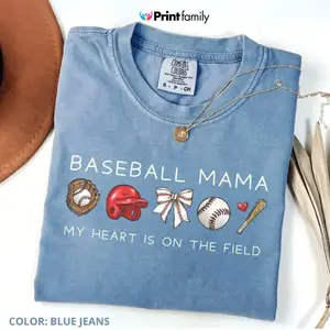 Comfort Colors Baseball Mama T-shirt For Game Day, Baseball Mom T-Shirt, Baseball Tee For Mother's Day Gift - Printfamily