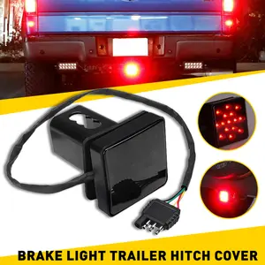 AUXITO Smoked Lens 15-LED Brake Light Trailer Hitch Cover Fit Towing & Hauling 2" Size