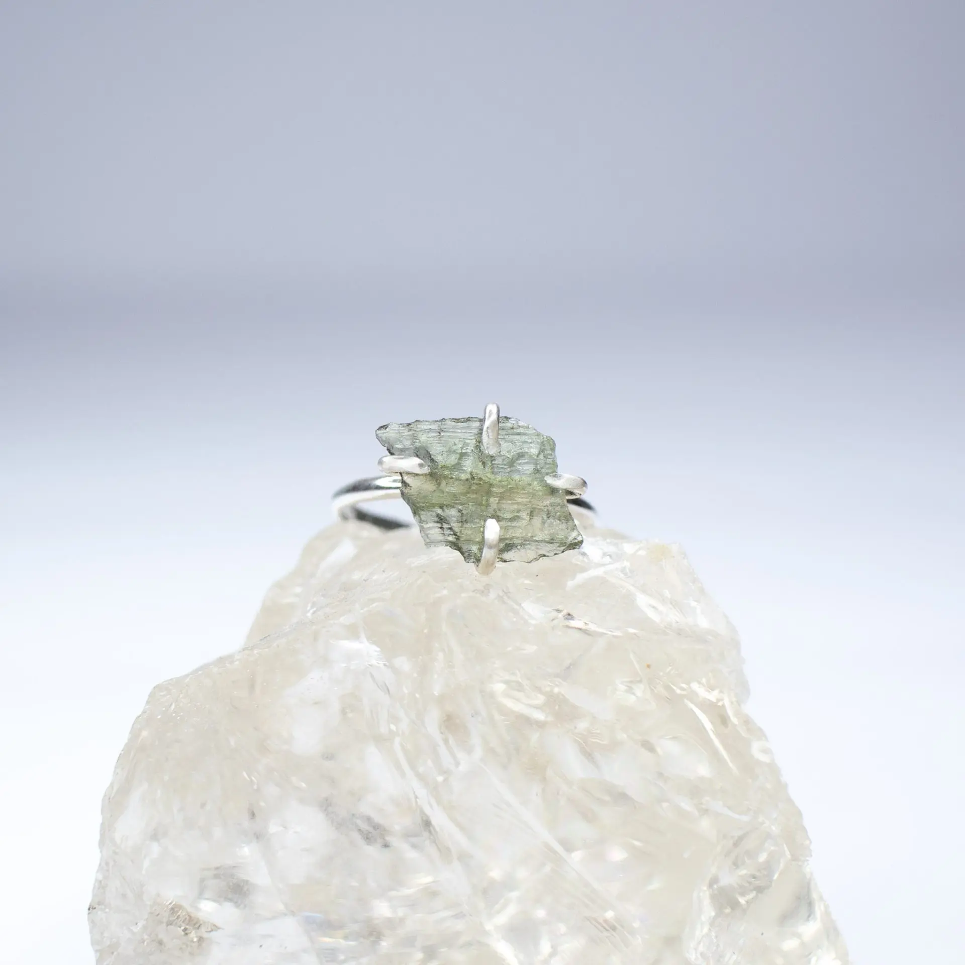 Moldavite Ring Sterling Silver sizes 4 - 13 real  moldavite with certificate birthday gift 925