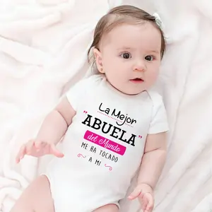 The Best Grandma in The World Spanish Print Baby Bodysuit Infant Summer Romper Funny Newborn Short Sleeve Jumpsuit Infant Outfit