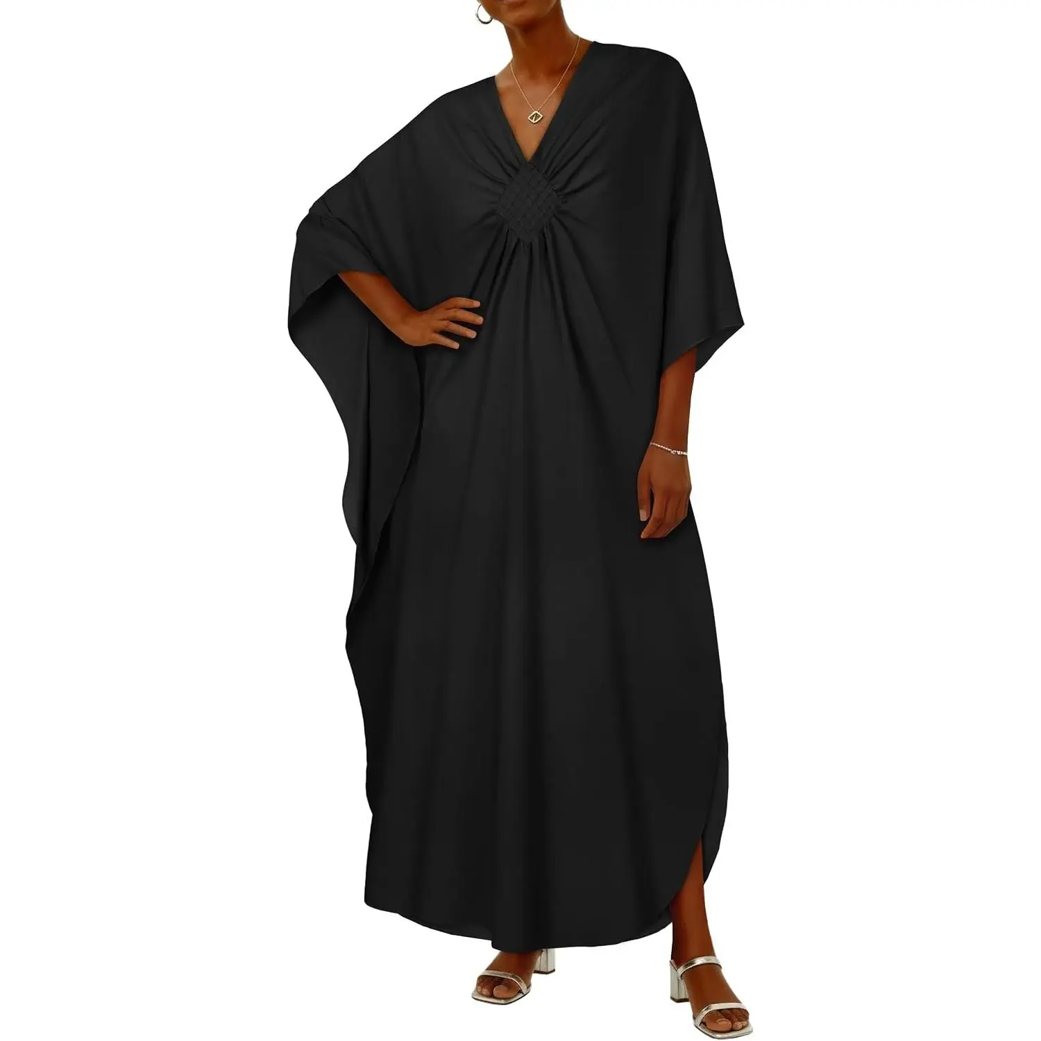Women's Modest Islamic Kaftan Dress - Long Moomoo, Swimsuit Coverup for Beach Wear