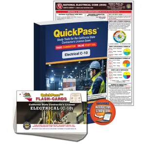 California C-10 Electrical License Examination QuickPass Study Guide Combo (Includes: Study Guide, Online Access Key, Flash-Cards and Quick-Card)
