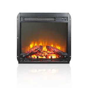 18 inch electric fireplace insert, ultra thin heater with log set & realistic flame, overheating protection winter heat