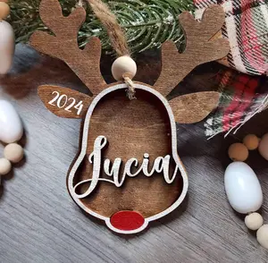 Reindeer Wooden Ornaments, Reindeer Stocking Tags, Family Ornament, Gift Tags, Personalized Christmas Ornaments, Ru.dol.ph 2024 Ornament