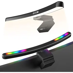 Light Bar Curved, RGB Backlight, Computer Screen Lamp for Eye Care, Dual Light Source with Touch Control Timed, Gaming Accessory, Radius of Curvature 1500 mm
