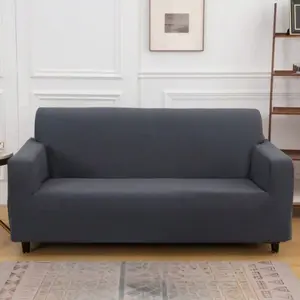 1pc Pure Color Dark Sofa Cover, All-Season Non-Slip Sofa Couch Protector, Reusable Furniture Refresh Sofa Slipcover, Slipcover For Sofa