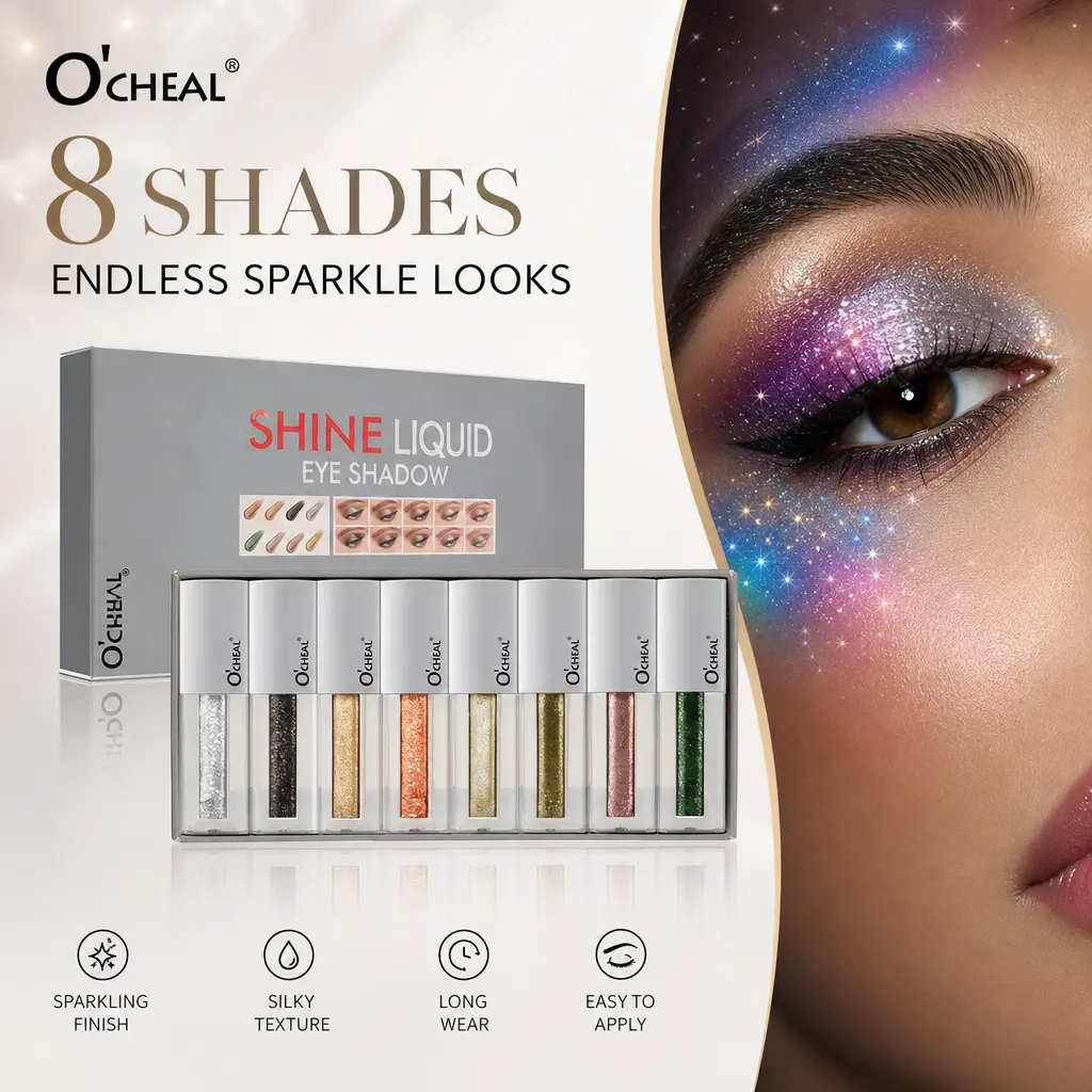 8PCS Liquid Glitter Eyeshadow Set, Galaxy Sparkle Eye Makeup Kit, Shimmer Metallic Eyeshadow for Women, Party Festival Makeup flawless blending