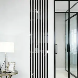 10pcs, Black long acrylic mirror wall sticker, 4x50cm self-adhesive waistline decorative strip, DIY hole free and easy to install, used for fashionable decoration, living room, bedroom, ceiling frame, TV background wall, beautiful seam sticker, Home Decor