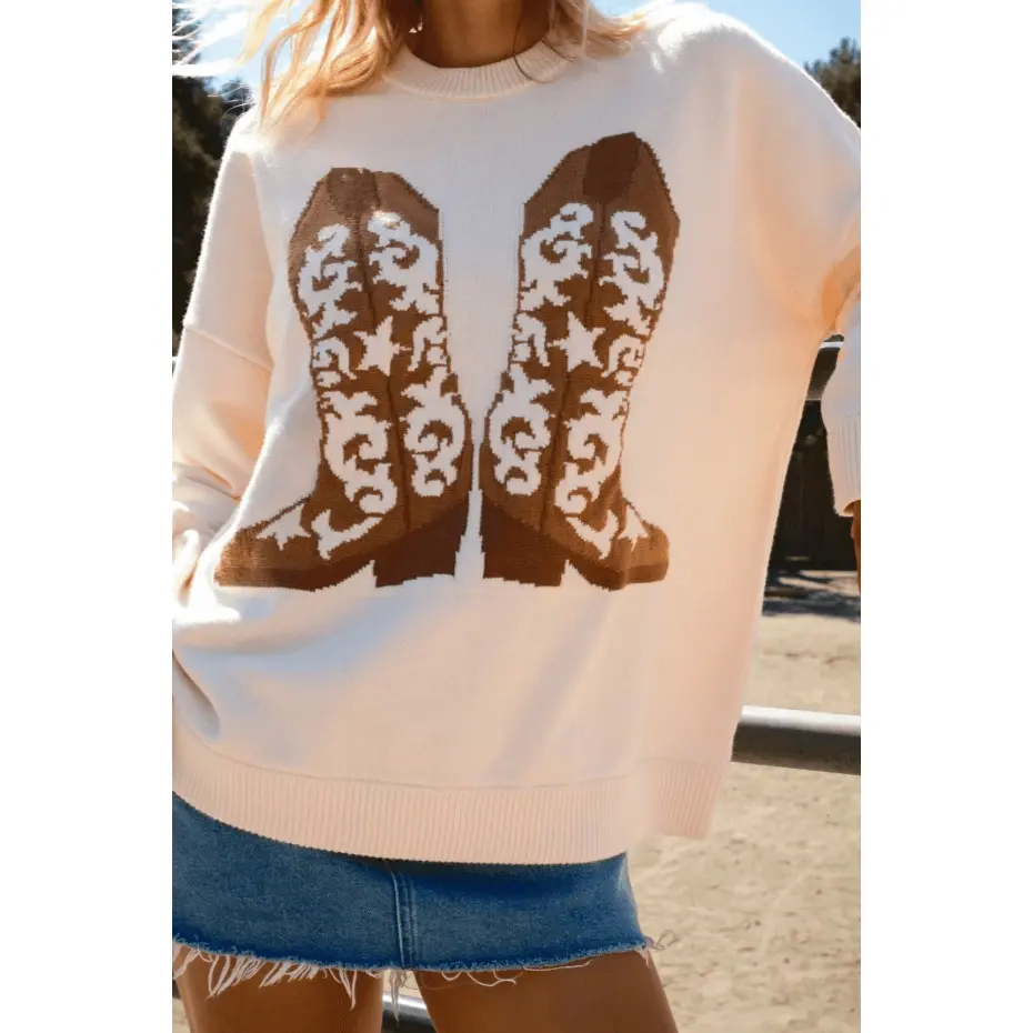 Show Me Your Mumu Cowboy Boot Knit Stay Awhile Sweater