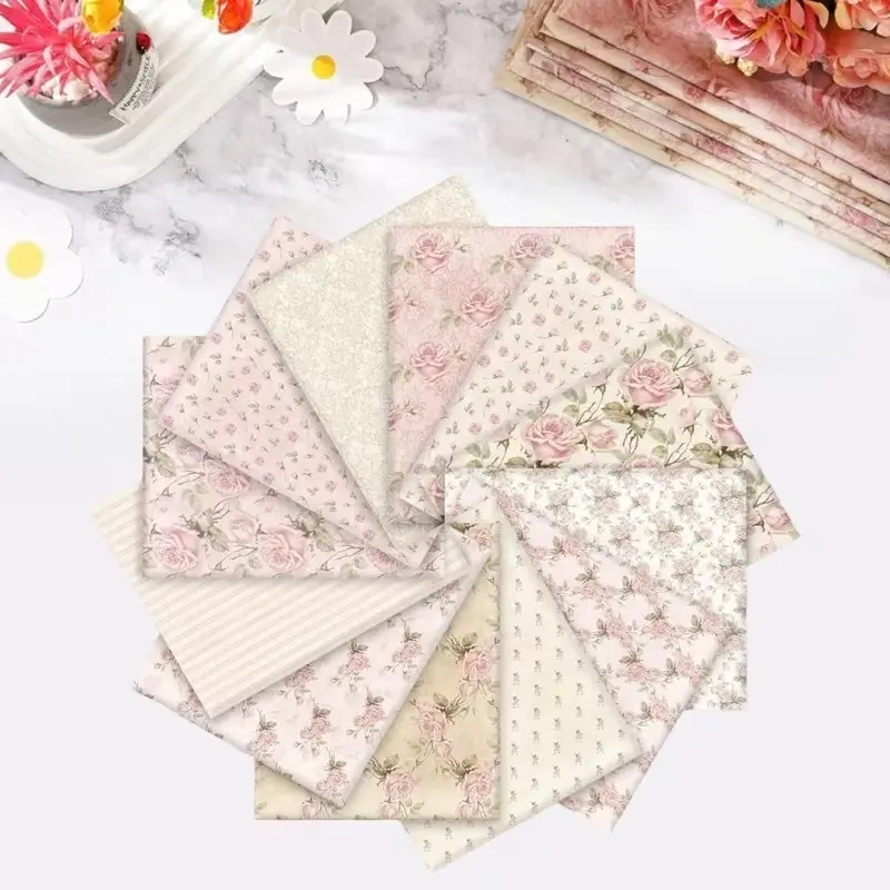 12Pcs 20×20 Inch Cotton Fat Quarters Squares Bundles, Retro Floral Printed Soft Breathable Quilting Fabric, Decorative Floral Wall Hanging Supply for DIY Handmade Crafts, Home Decor