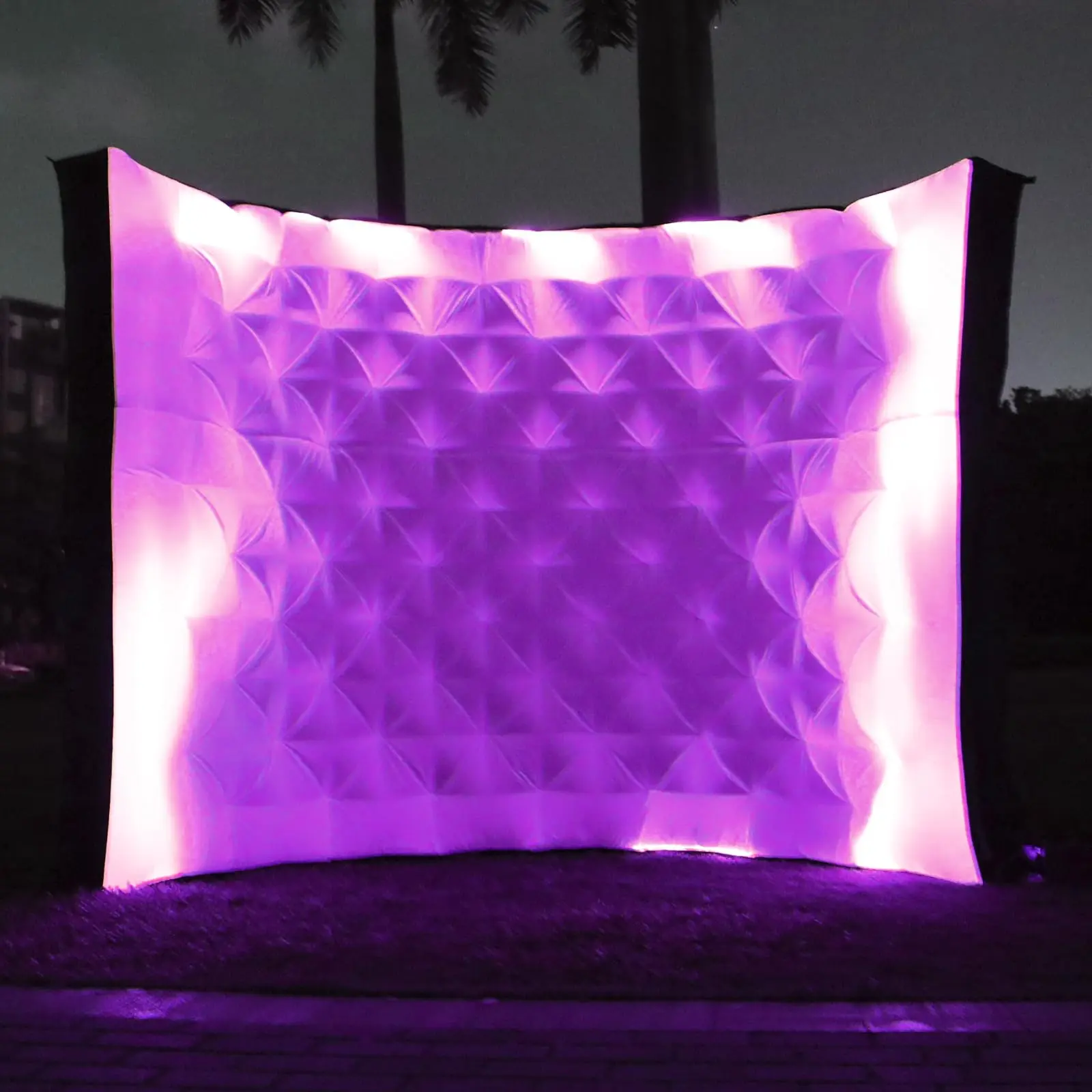 Black Inflatable Photo Booth Wall with Led Lights(16 Colors Changing), 8.3 x4x8.3 ft Inner Air Blower for Parties Anniversary Events