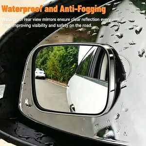2PCS Waterproof Car Blind Spot Mirror,360° Rotatable,HD Real Glass,Frameless Convex,Easy to Install,Broad Vision for Safe Driving and Parking
